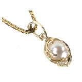 14K Necklace w Diamond Pearl Pendant