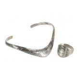 Siam Sterling Bracelet & Ring 17.7g TW