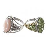 2 Sterling Statement Rings 13.7g TW