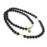 Onyx Pearl 18" L Necklace w 14K Clasp