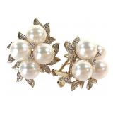 14K Diamond Pearl Earrings 11.0g TW