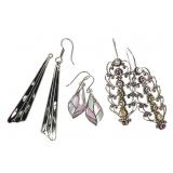 3 Sets Sterling Dangle Earrings 19.3g TW
