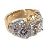 14K Diamond Eagles Lodge Ring 14g TW