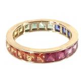 14K Sappire Rainbow Ring 2.8g TW Sz 7