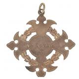 10K Rose Gold Cross Pendant 1885