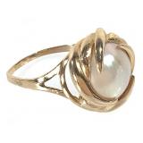 14K Mabe Pearl Ring 4.2g TW Sz 8 1/2