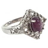 Sterling Purple Star Sapphire Ring 4.1g TW