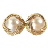 14K Mabe Pearl Earrings 8.0g TW