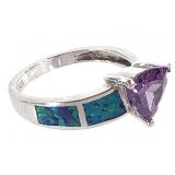 Sterling Opal Amethyst Ring 2.9g TW Sz 6