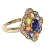10K Diamond Citrine Garnet Topaz Ring 3.1g TW