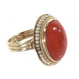 14K Coral Seed Pearls 4.7g TW Sz 6 1/2
