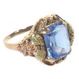 10K Blue Topaz Ring 2.5g TW Sz 7 1/2