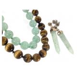 Jade Necklace Earring Set & Tigers Eye Necklace