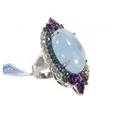 Sterling Tourmaline Amethyst Statement Ring 16.0g