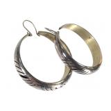 1 3/4" W Mexican Sterling Earrings 19g TW