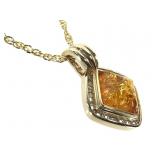 14K Necklace w Amber Diamond 5.4g TW