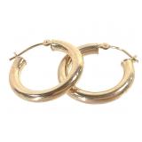 14K Hoop Earrings in Box 1.2g TW 3/4" W