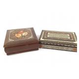 Abalone Inlaid & Floral Wood Jewelry Boxes