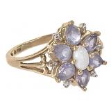 10K Amethyst Opal Ring 2.5g TW Sz 7