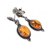 Sterling & Amber Earrings 2.8g TW
