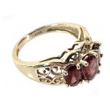 14K Garnet Ring 3.6g TW Sz 6 1/2