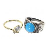 2 Sterling Rings 6.3g TW Turquoise +