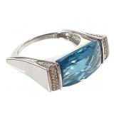 14K Blue Topaz Ring 7.85g TW Sz 9