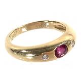 18K Ruby Diamond Ring 5.5g TW Sz 6 1/2