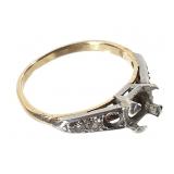 14K Antique Ring Setting w Diamond Accents