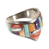 Sterling Coral Multistone Ring 4.3g TW Sz 7