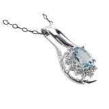 Sterling Necklace w Blue Topaz Pendant 3.2g TW