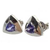 14K WG 585 Tanzanite Earrings 3.7g TW