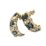 14K Sapphire Diamond Earrings 5.7g TW