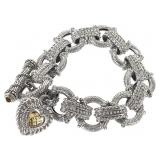 Judith Ripka Sterling Bracelet 51.5g TW Heart Cha