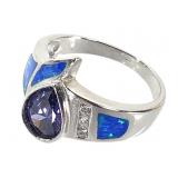 Sterling Opal Amethyst Ring 4.1g TW Sz 7