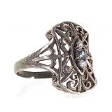 Sterling Blue Tpoaz Quartz Ring 4.7g TW Sz 7 1/2