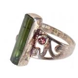 Sterling Tourmaline Rine 4.6g TW Sz 8