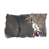 Sterling Amethyst Artisan Made Pin Brooch
