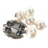 14K WG Spinel Clasp 3.3g TW & 5 Pearls