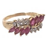 10K Ruby Diamond Ring 2.5g TW Sz 7