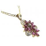 14K Necklace w Ruby Diamond Pendant