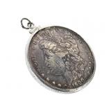 1900 Silver Dollar in Bezel Pendant