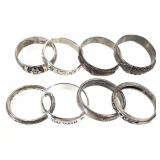 8 Sterling Band Rings 19.6g TW