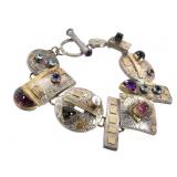 Artisan Signed Sterling & Other Metal Bracelet