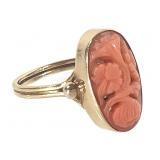 14K Tested Coral Ring 2.9g TW Sz 5