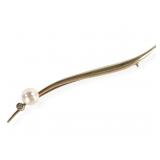 14K Pearl Diamond Pin Brooch 4.4g TW