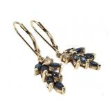 14K Sapphire Diamond Earrings 2.9g TW