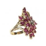 14K Ruby Diamond Ring 8.7g TW Sz 7 1/2