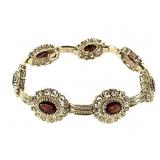 14K Garnet Bracelet 27.0g TW 7 1/2" L
