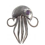 TR Kemerly Sterling Octopus Pin Brooch